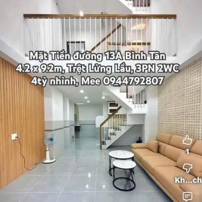 Nhà Mặt Tiền Đường 13A, Bình Tân, Nhỉnh 4tỷ